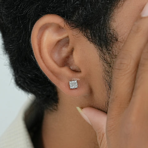 Cushion Cut Lab Diamond Push Back Stud Earrings