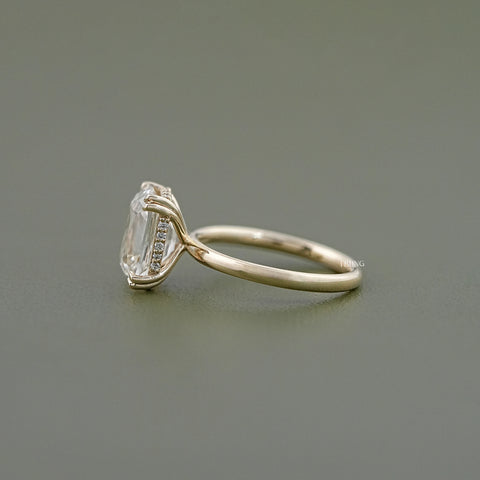 Old Mine Cushion Cut Hidden Halo Engagement Ring