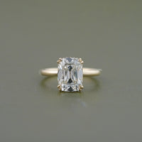 Old Mine Cushion Cut Hidden Halo Engagement Ring
