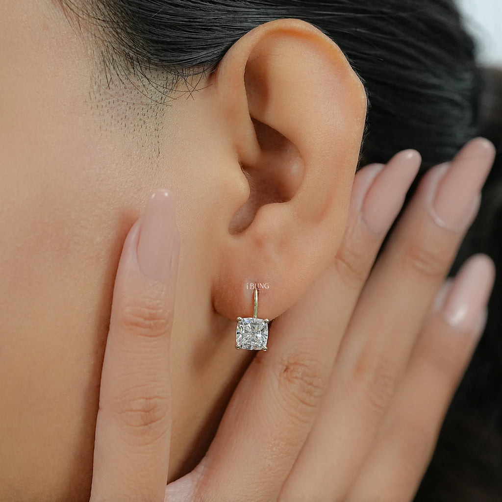 Square Cushion Lab Diamond Hoop Earrings