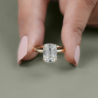 Old Mine Cushion Cut Hidden Halo Engagement Ring