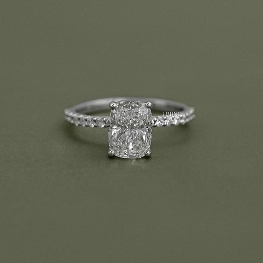 Elongated Cushion Diamond Engagement Ring Solitaire Ring