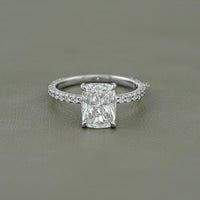Cushion Cut Lab Diamond Solitaire Hidden Halo Ring