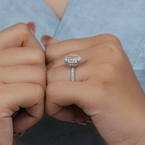 Vintage Cushion Cut Solitaire Accent Diamond Ring