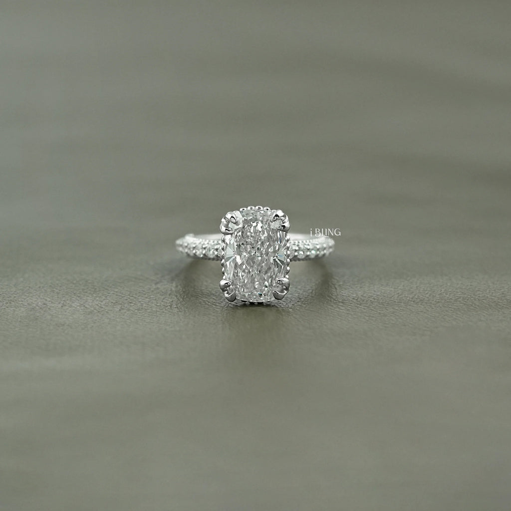 Vintage Cushion Cut Solitaire Accent Diamond Ring