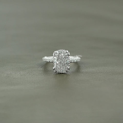 Vintage Cushion Cut Solitaire Accent Diamond Ring
