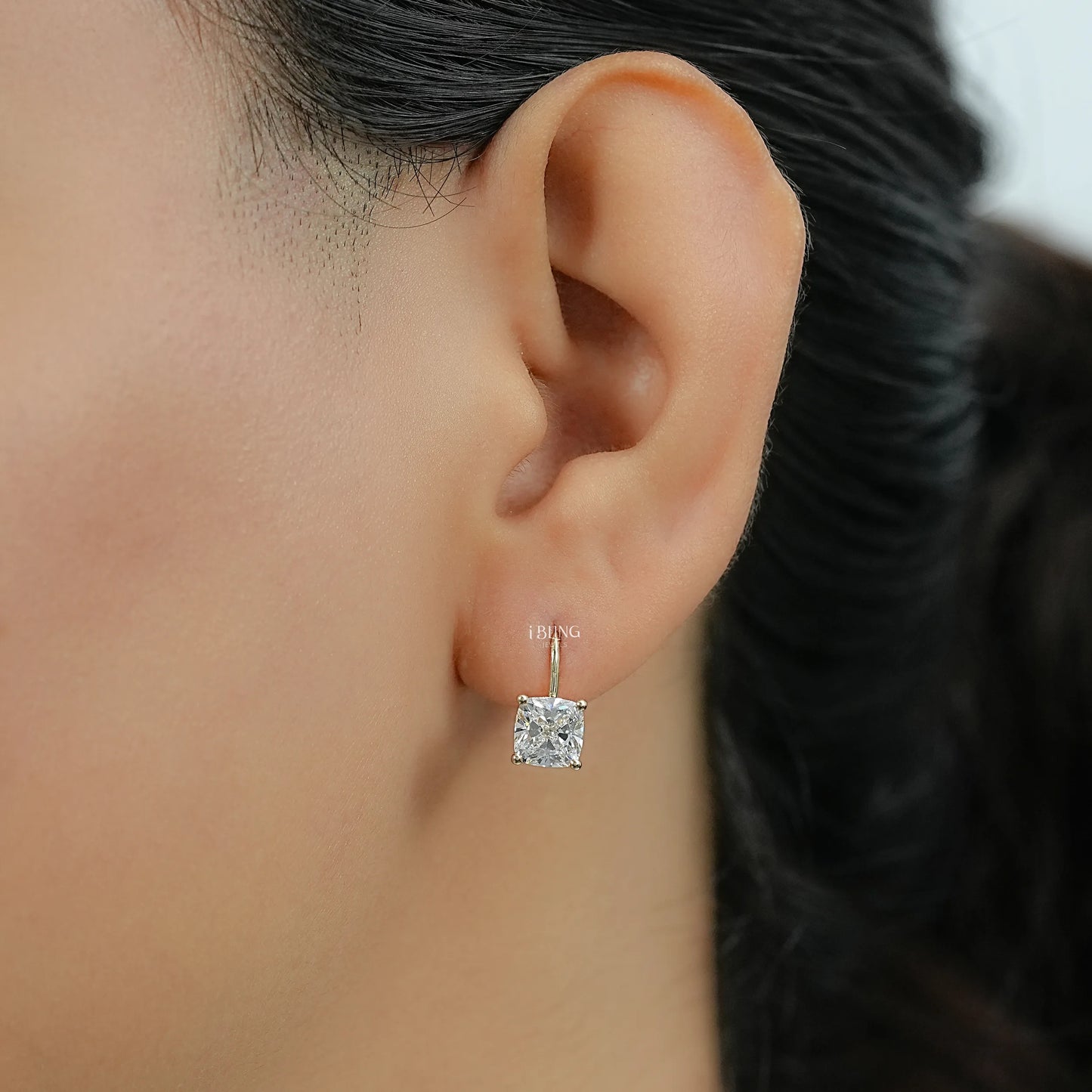Square Cushion Lab Diamond Hoop Earrings Dangle & Drops