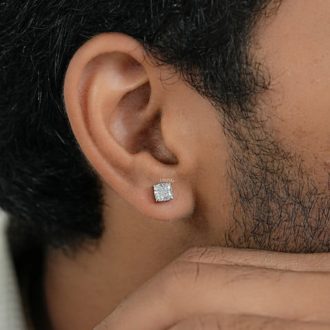 Cushion Cut Lab Diamond Push Back Stud Earrings