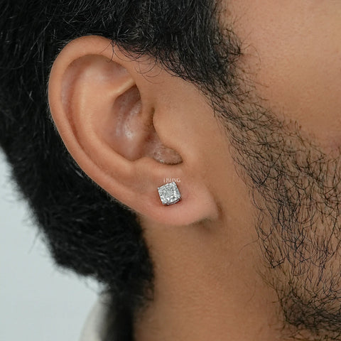 Cushion Cut Lab Diamond Push Back Stud Earrings