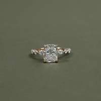 Cushion Cut Lab Diamond Hidden Halo Accent Ring