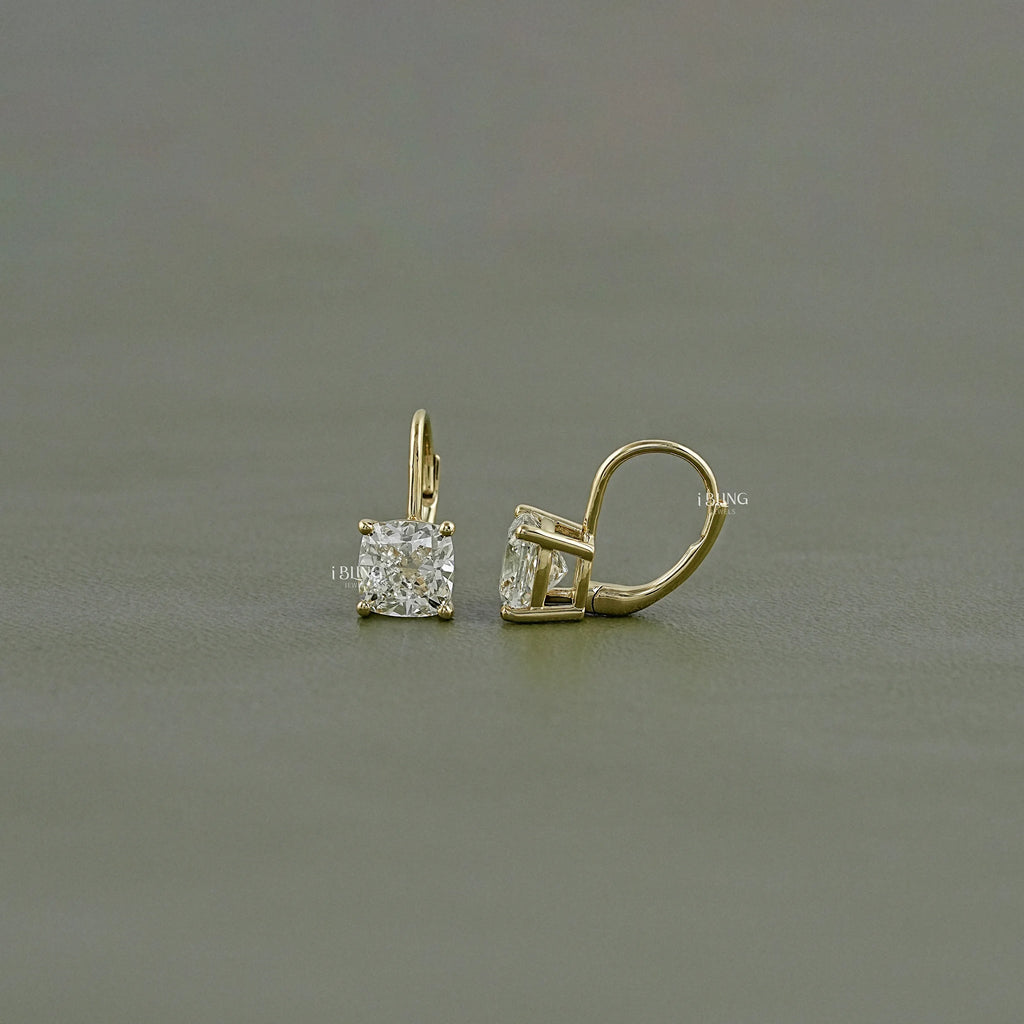 Square Cushion Lab Diamond Hoop Earrings