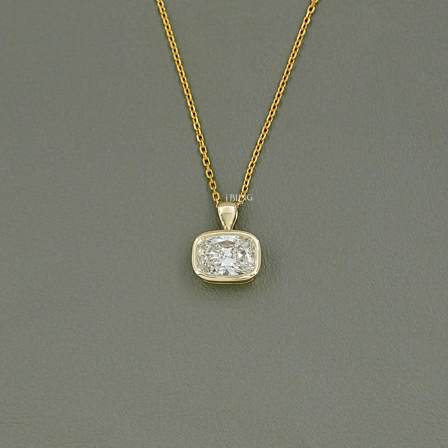 Cushion Cut Lab Diamond Bezel Set Wedding Necklace