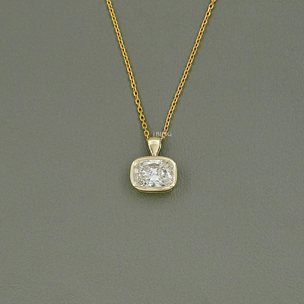 Cushion Cut Lab Diamond Bezel Set Wedding Necklace