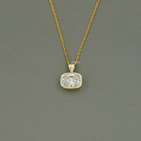 Cushion Cut Lab Diamond Bezel Set Wedding Necklace