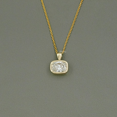 Cushion Cut Lab Diamond Bezel Set Wedding Necklace