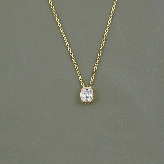 Cushion Cut Lab Diamond Bezel Set Necklace