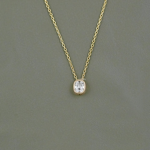 Cushion Cut Lab Diamond Bezel Set Necklace