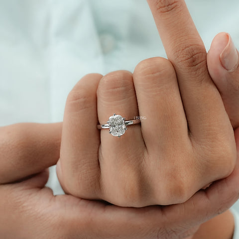 Elongted Cushion Cut Lab Diamond Solitaire Ring