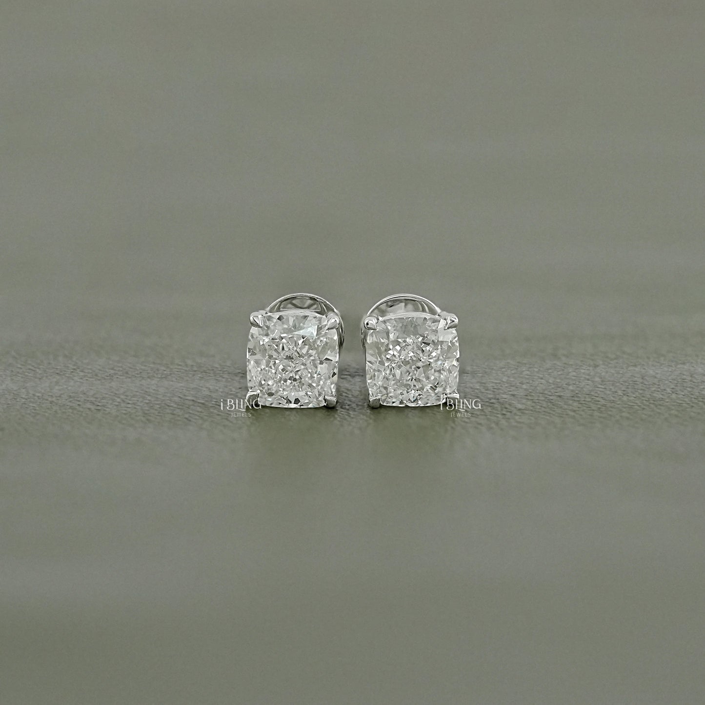 Cushion Cut Lab Diamond Push Back Stud Earrings