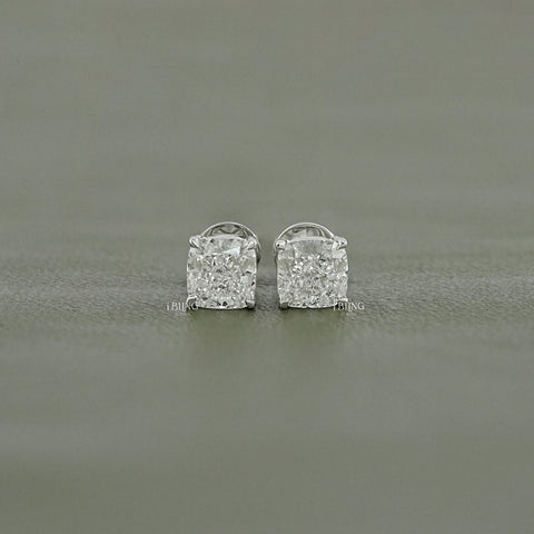Cushion Cut Lab Diamond Push Back Stud Earrings