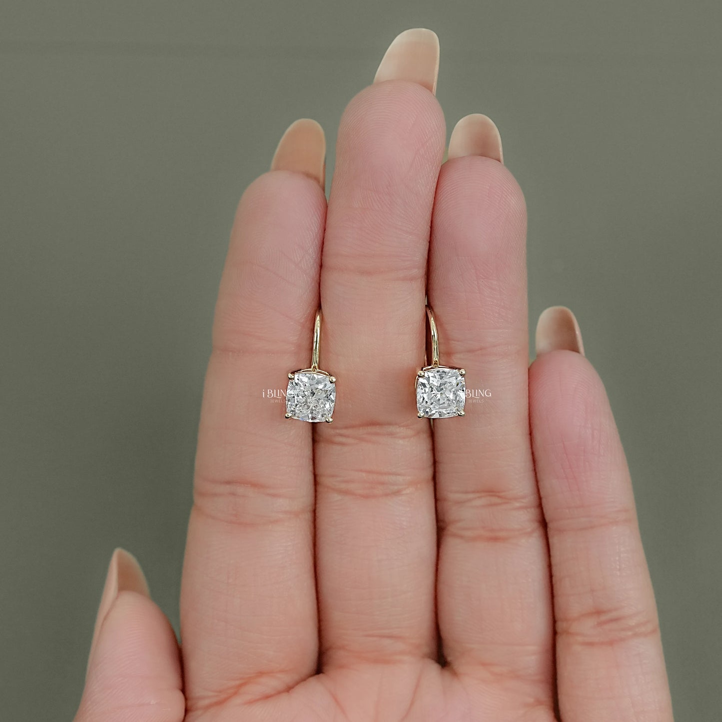 Square Cushion Lab Diamond Hoop Earrings Dangle & Drops