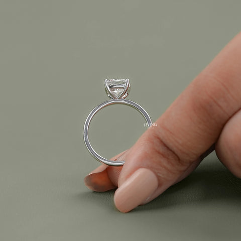 Cushion Cut Lab Diamond Solitaire Engagement Ring