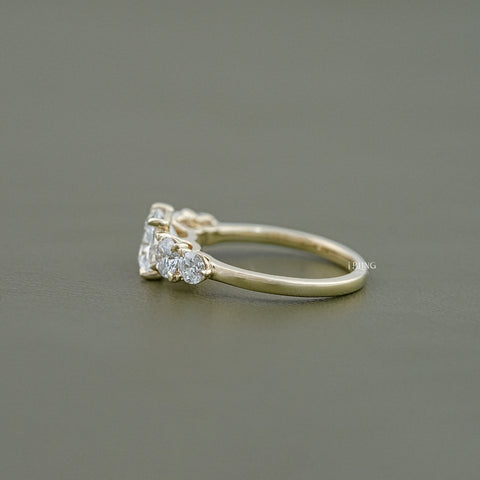 Cushion Cut Five Stone Lab Diamond Engagement Ring