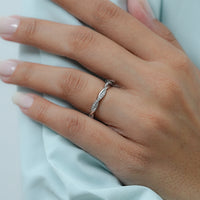 Round Cut Lab Diamond Twisted Wedding Band