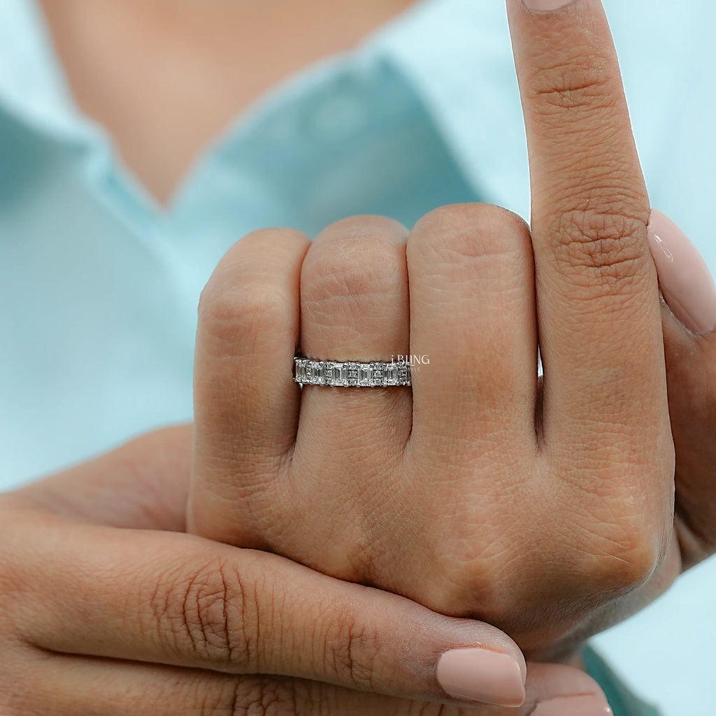 Emerald Lab Diamond Full Eternity Wedding Band