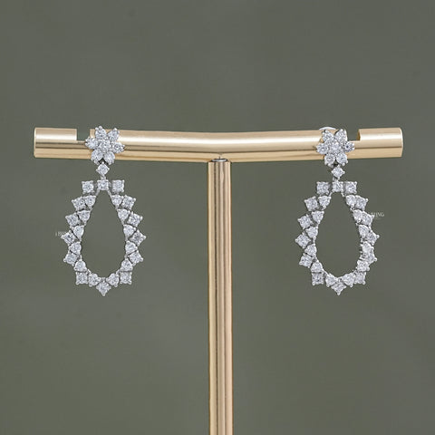 Round Cut Lab Grown Diamond Dangle Drop Earrings