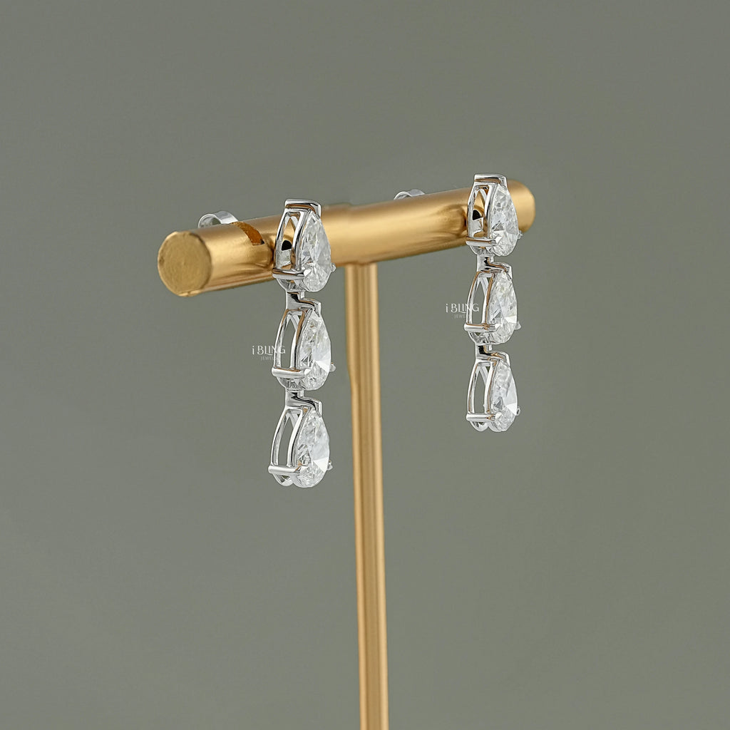 Pear Cut Lab Grown Diamond Dangle Drop Earrings