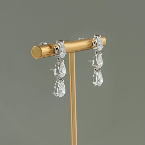 Pear Cut Lab Grown Diamond Dangle Drop Earrings
