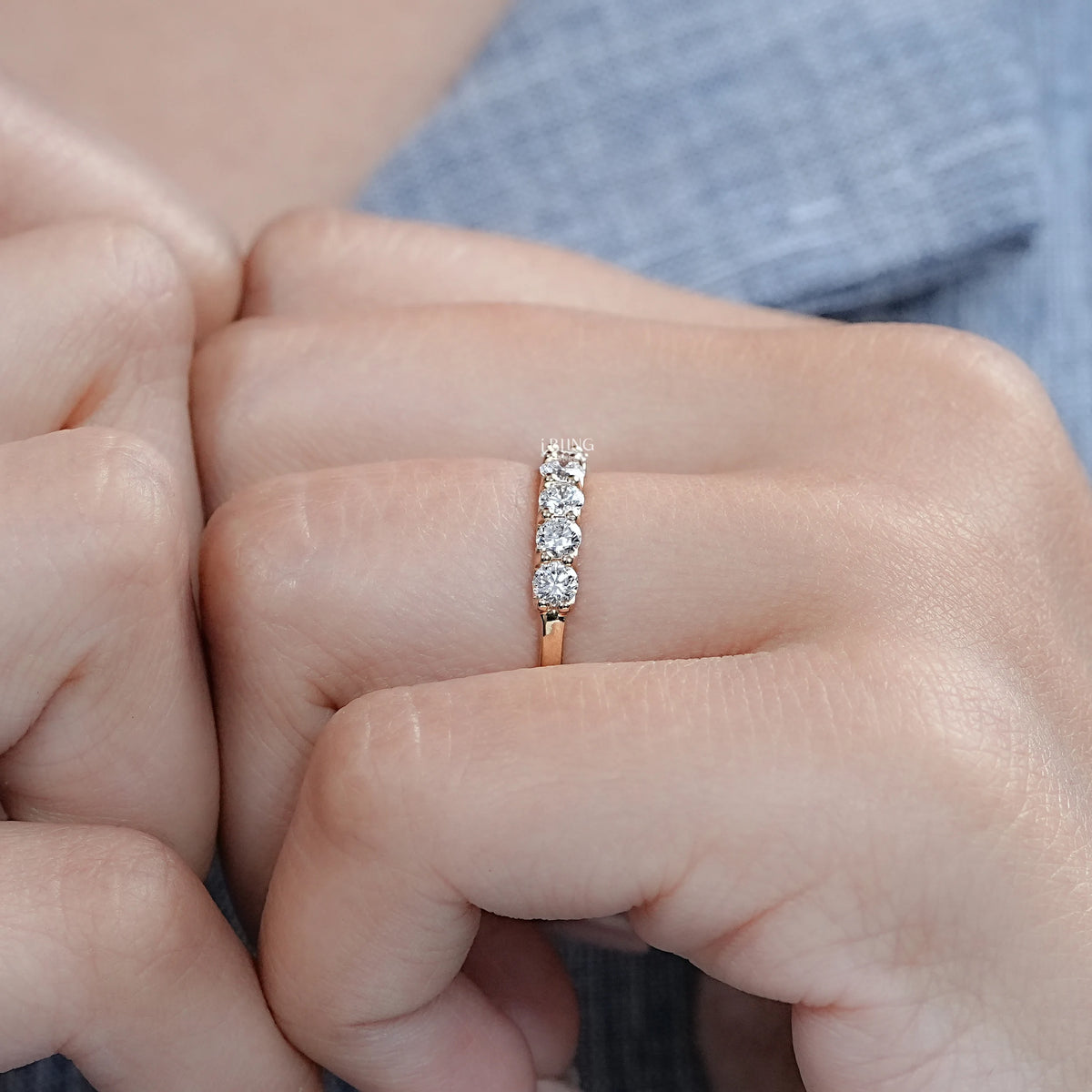 Round Cut Lab Diamond Half Eternity Wedding Band