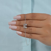 Round Cut Lab Grown Diamond M Letter Necklace