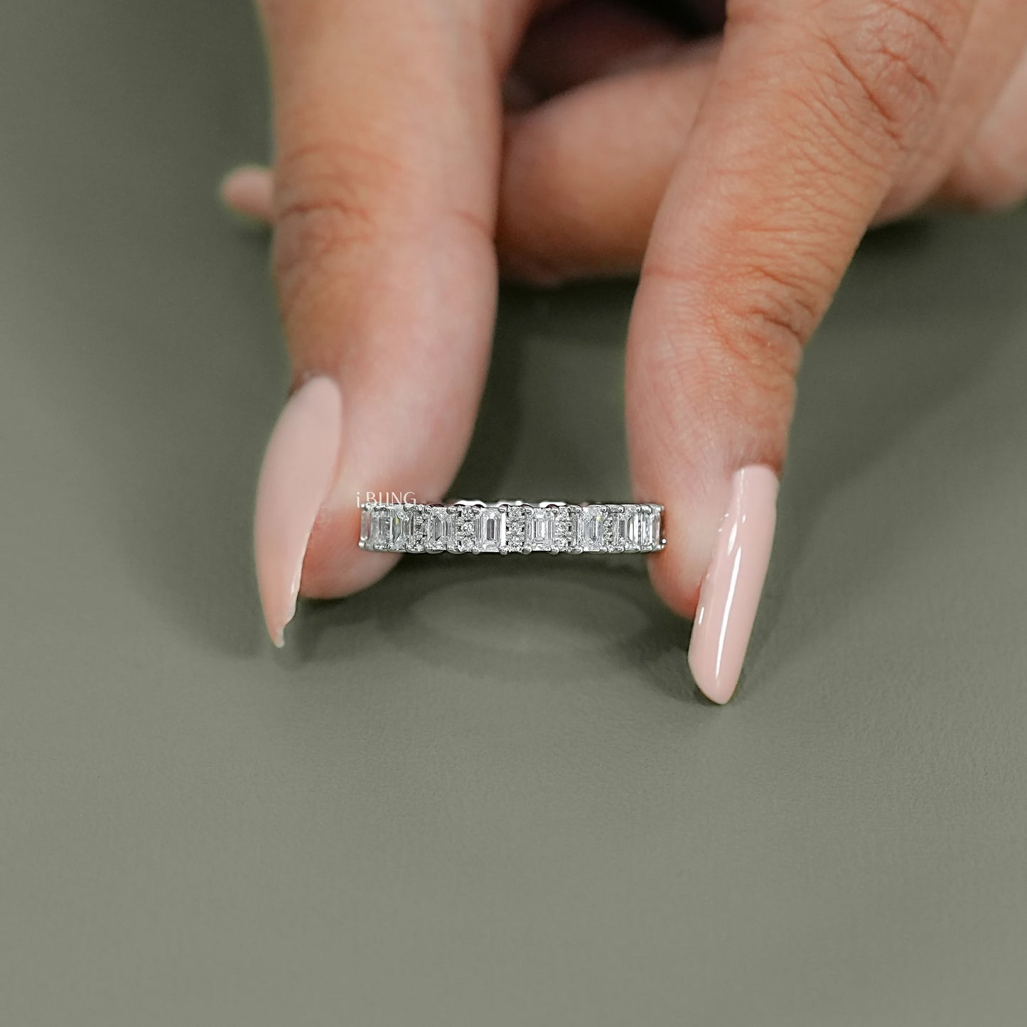Emerald Lab Diamond Full Eternity Wedding Band