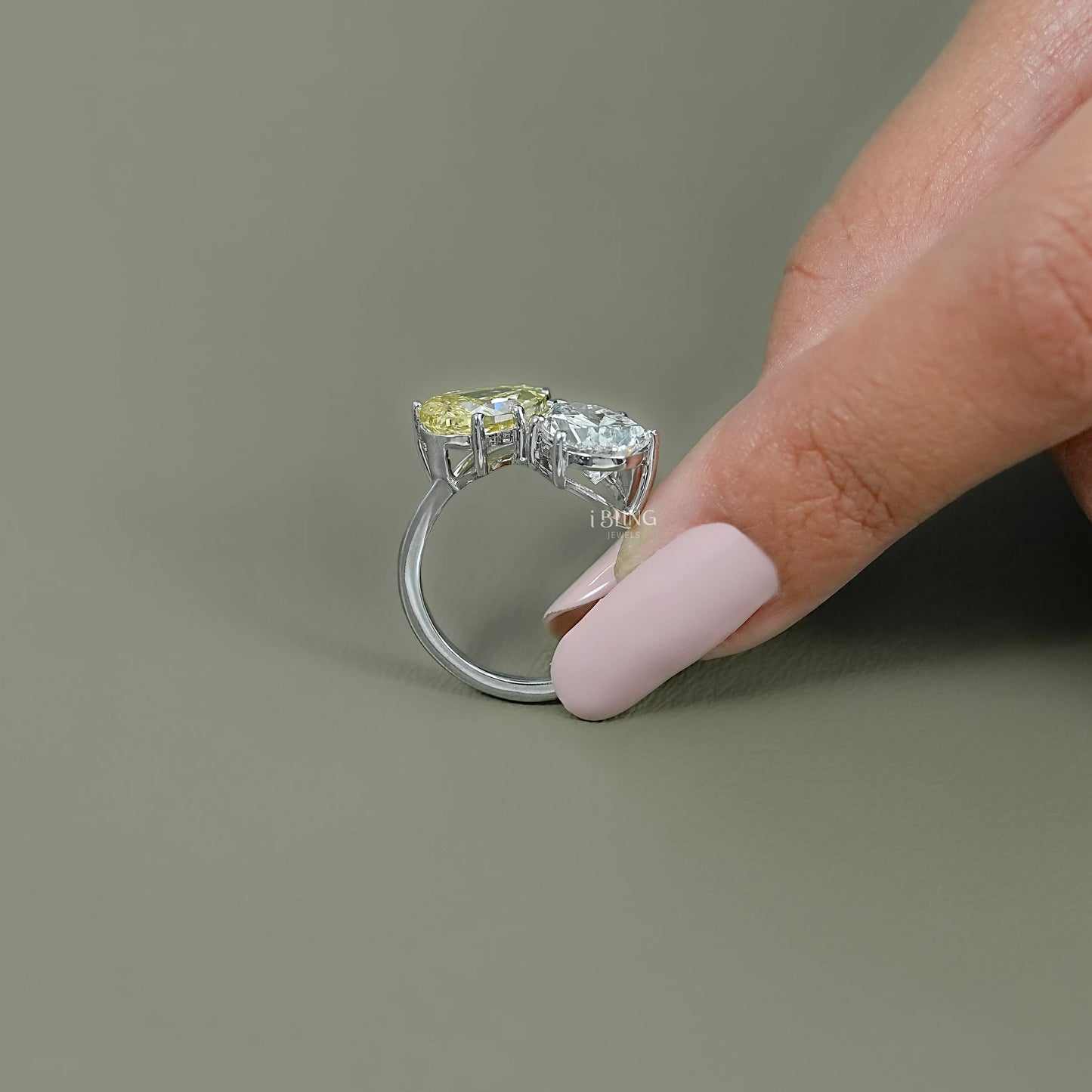Fancy Vivid Yellow Pear Diamond Toi Moi Ring