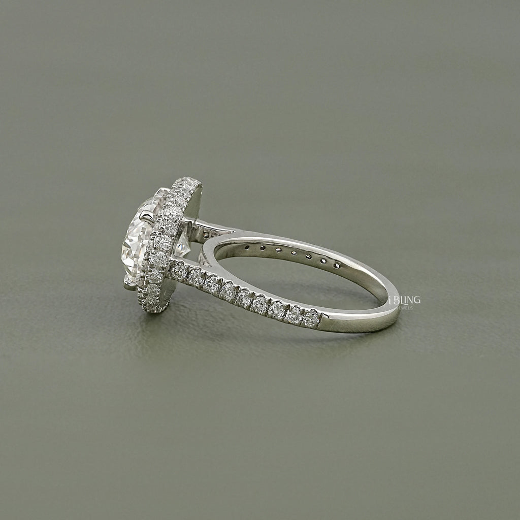 Double Halo East-West Oval Cut Ring