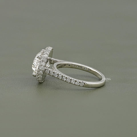 Double Halo East-West Oval Cut Ring