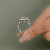 Double Halo East-West Oval Cut Ring