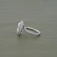 Double Halo Oval Cut Pave Set Ring