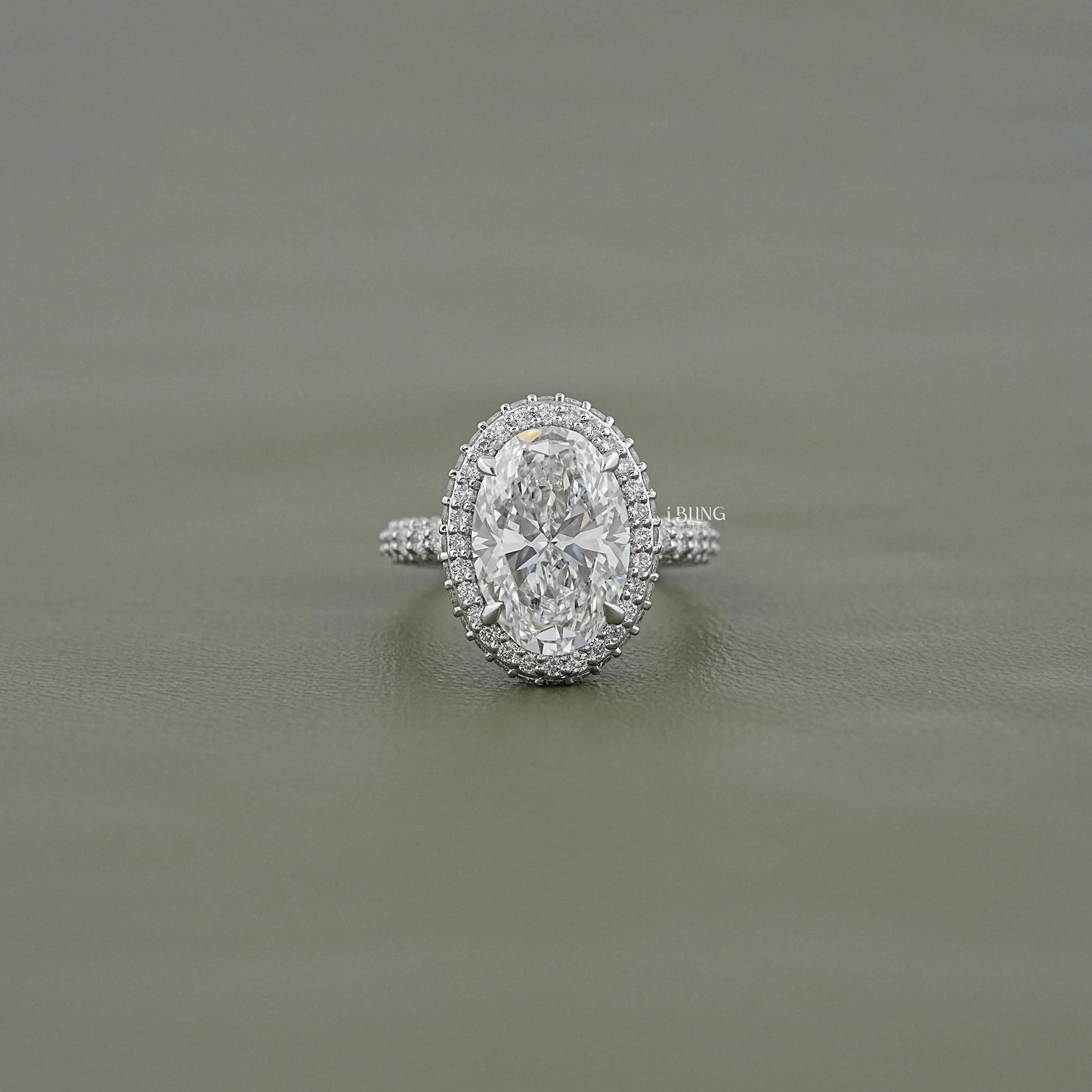 Double Halo Oval Cut Pave Set Ring Halo Ring