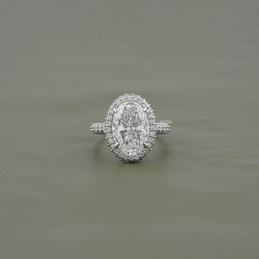 Double Halo Oval Cut Pave Set Ring Halo Ring
