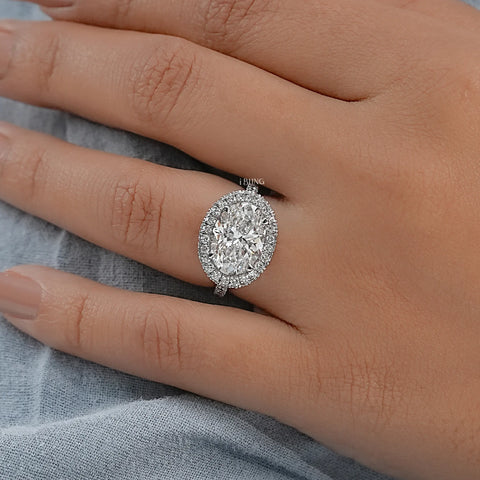 Double Halo East-West Oval Cut Ring