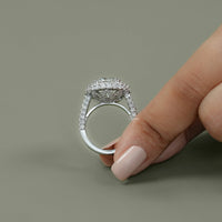 Double Halo Round Diamond Pave Set Ring
