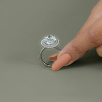 Oval Cut Double Halo Accent Diamond Ring
