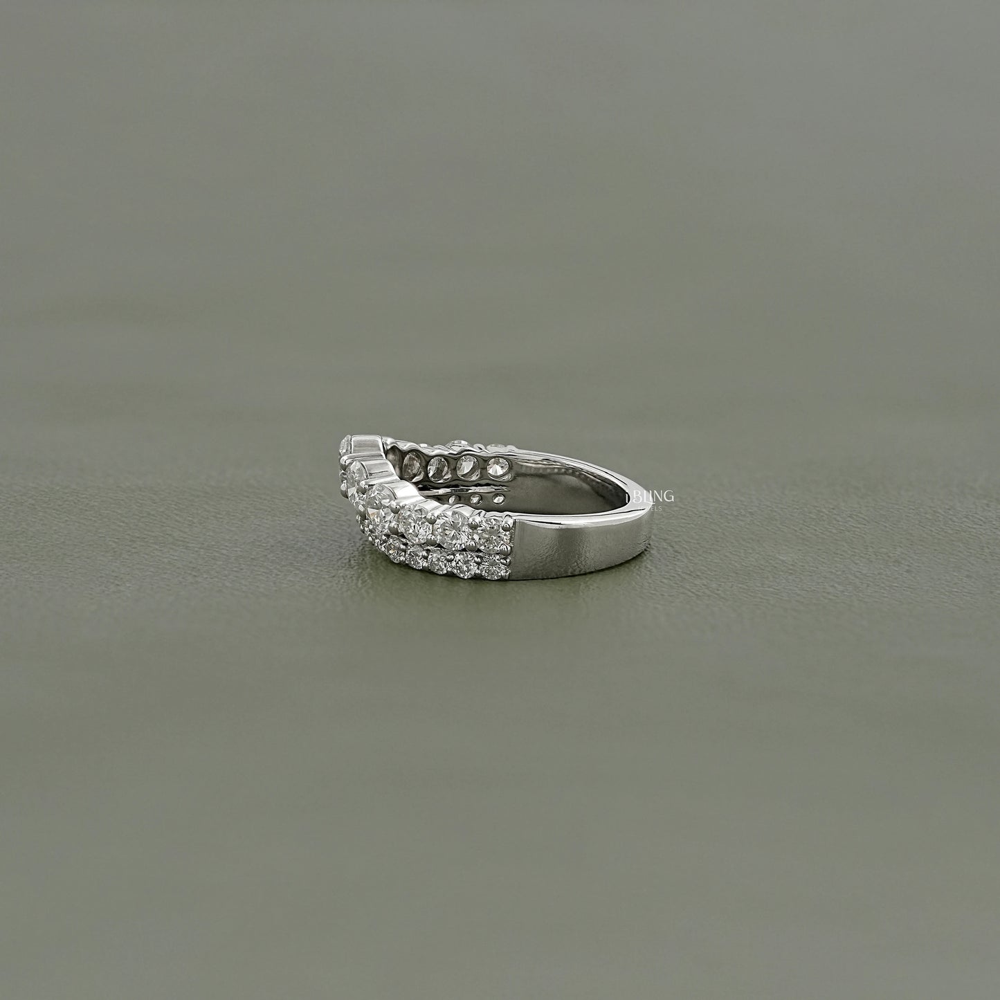 Round Cut Lab Diamond Curved Wedding Band Band