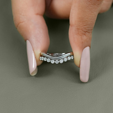 Double Row Wave Round Diamond Band