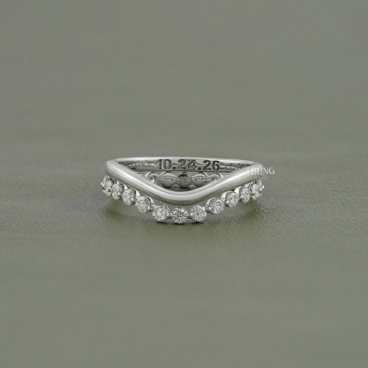 Double Row Wave Round Diamond Band Band