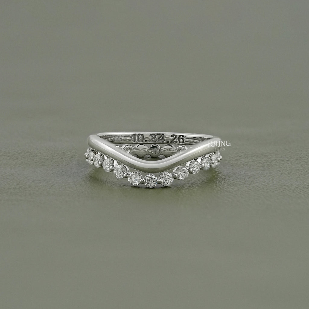Double Row Wave Round Diamond Band