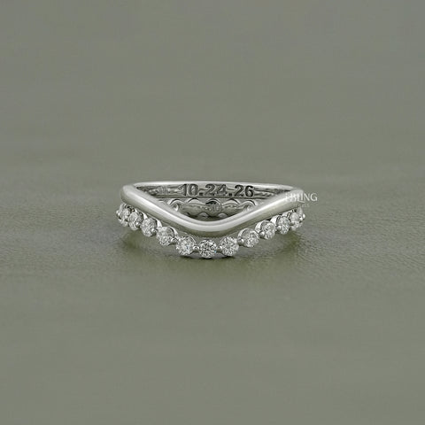 Double Row Wave Round Diamond Band